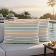 thumbnail image 5 of Color Stripes Outdoor Pillow Covers 20"x12" Set of 2, Pink Blue Green Striped Gradient Brush Texture Waterproof Throw Pillow Covers for Patio Furniture, Decorative Cushion Covers for Porch, 5 of 9
