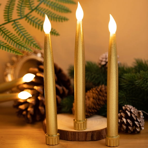 Luz De Las Velas Lámpara de vela parpadeante sin llama electrónica LED de luz de vela larga de Navidad de 2 uds