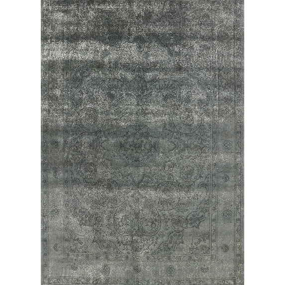 Ahgly Company Indoor Rectangle Mid-Century Modern Gunmetal Gray Oriental Area Rugs, 2' x 4'