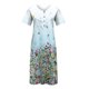 thumbnail image 4 of Puntoco Vestido De Manga Corta Con Cuello En V, Vestido De Bolsillo De Manga Corta Con Botones Y Cuello En V Estampado Para Mujer Azul Claro (31416) L, 4 of 5