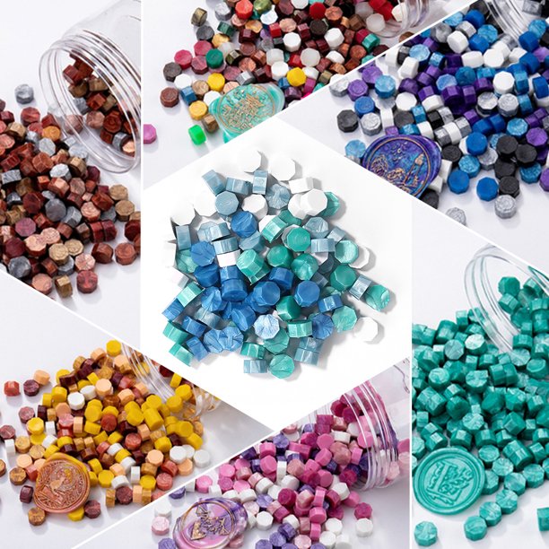Cuadros Decorativos 100 tabletas de sellos de cera antiguas octogonales con cuentas de cera para sellar antiguas (L)