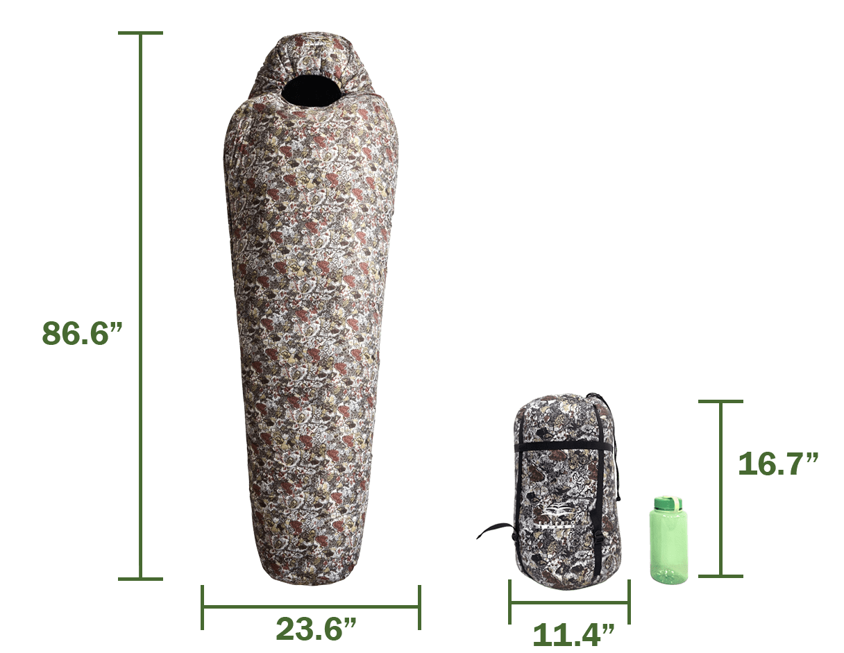 Tundra Rock Moss Camo Mummy Sleeping Bag 0°F Cold Weather Sleeping Bag for Camping & Hunting