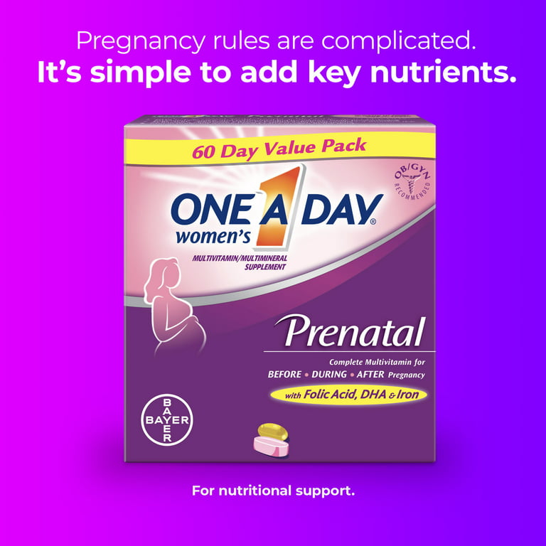 One A Day Pre-Pregnancy Multivitamin, Prenatal Vitamins, 30+30 Count