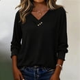 thumbnail image 2 of Womens Tops T-Shirts Button Down Elegant Collar Three Quarter Sleeve Blouse Boho Shirts, 2 of 4