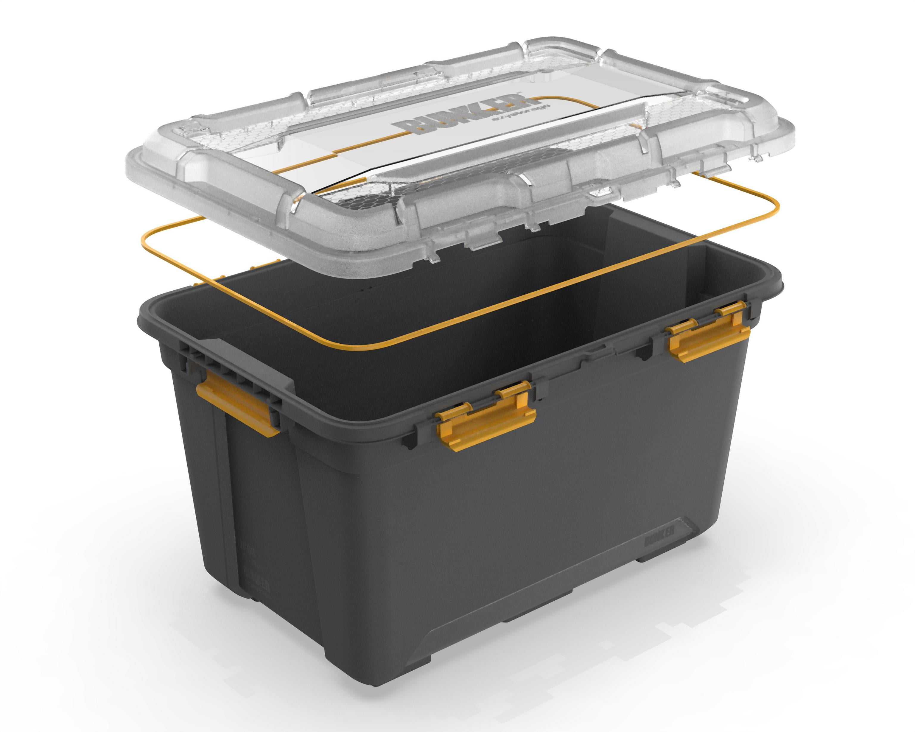 Ezy Storage 19.8 Gallon Large Gasket Tote, IP68 WaterProof Plastic Storage Bin with Lid, Gasket Seal and Durable Latches, Gray