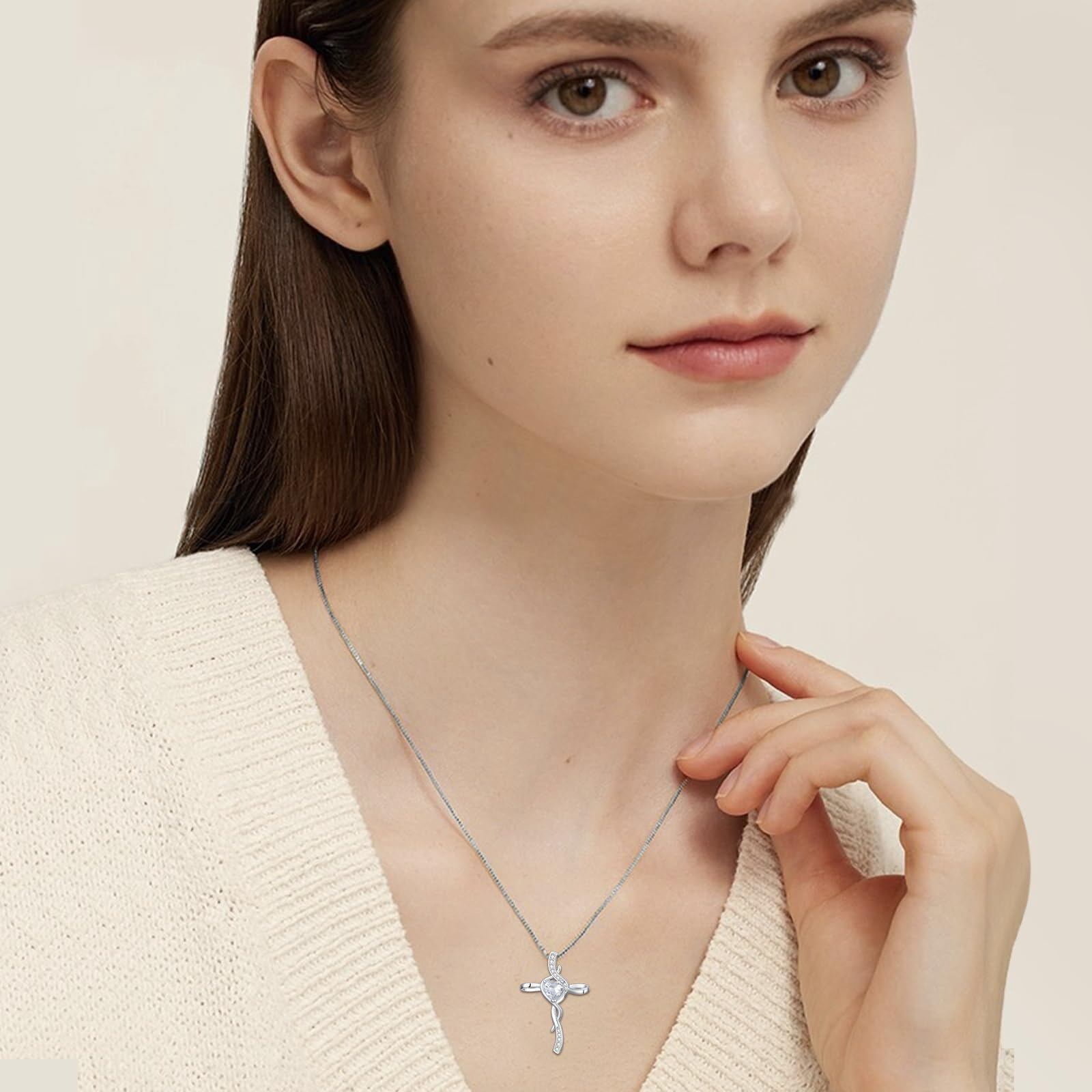 Coachuhhar Infinity Cross Necklace for Women 925 Sterling Silver Religious Cross Pendant Necklaces Faith Jewelry Christmas Gifts for Mom Wife Her Birthday