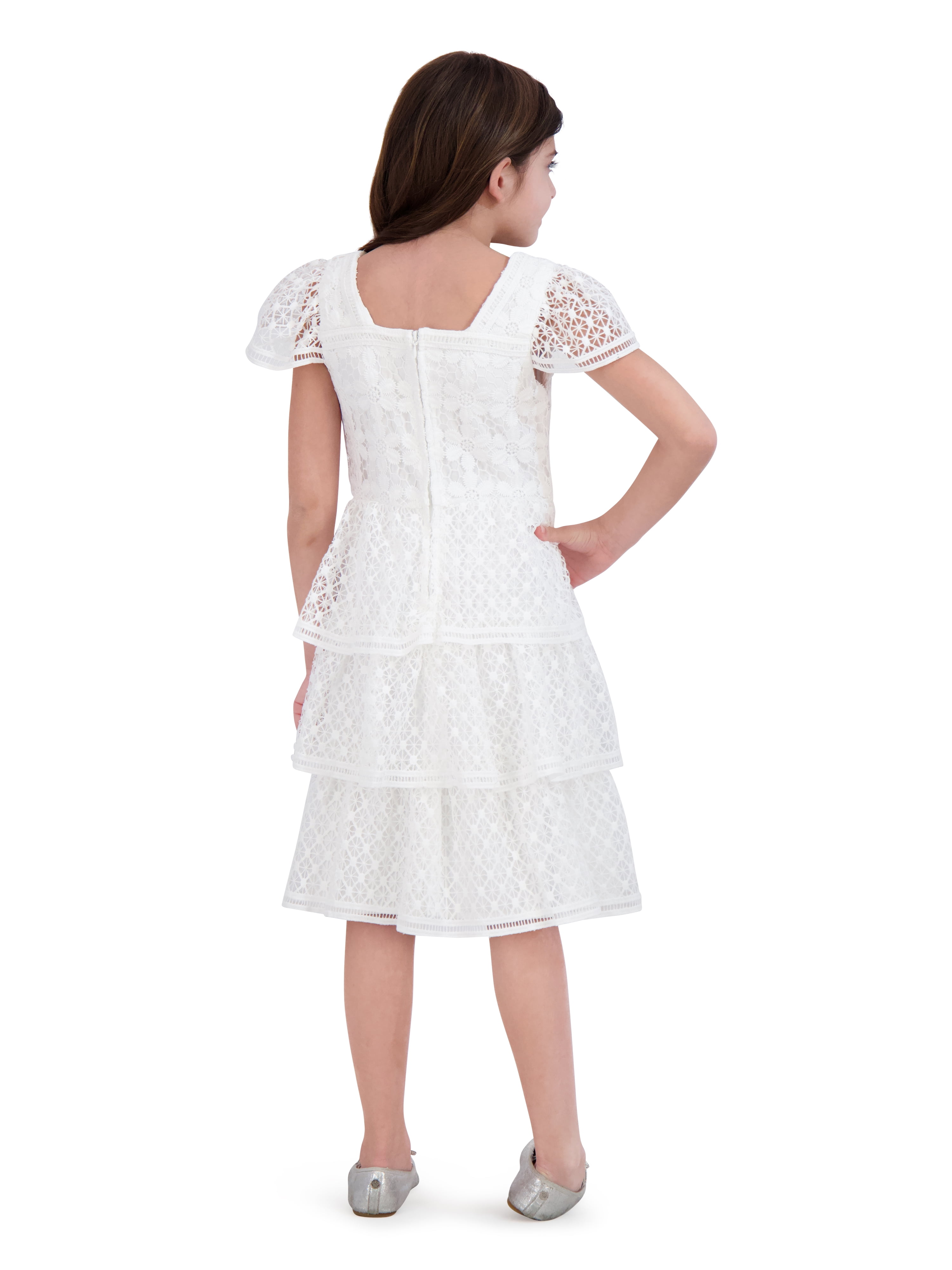 Kensie Girl Lace Tiered Special Occasion Dress - Floral Lace - Walmart.com
