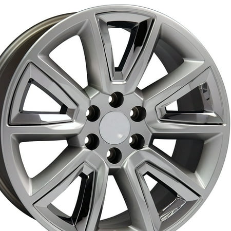 Hyper Black Rims (20x8.5 Wheel Fits GM Trucks & SUVs - 6 Lug Chevy Tahoe Style Hyper Black Rim with Chrome Inserts, Hollander)