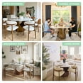 thumbnail image 4 of POVISON-59" Modern Round Dining Table for 6, White Glossy Sintered Stone Tabletop, Bronze Carbon Steel Pedestal, 4 of 7