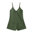 thumbnail image 7 of Women's Two-Piece Suspender Decorative Button And Shorts Casual Summer Set, 7 of 7