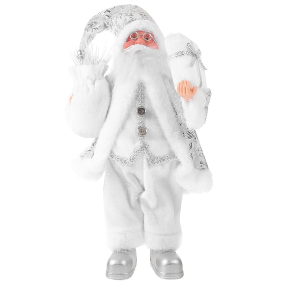 BESTYASH White Santa Claus Figurine Christmas Tabletop Ornament Holiday Decoration for Festive Home and Party Display