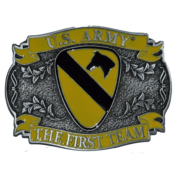 1ST CAVALRY DIVISION THE FIRST TEAM - Cast Belt Buckle
