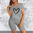 thumbnail image 2 of AYA Women's Two Piece Outfits For Women Short Sleeve V Neck Shorts Set, 2 of 5