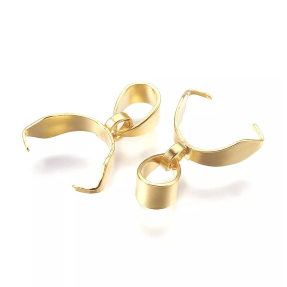 U8MO 100pcs 304 Stainless Steel Pinch Bails Clasps Pendants Connector Golden 16.5mm