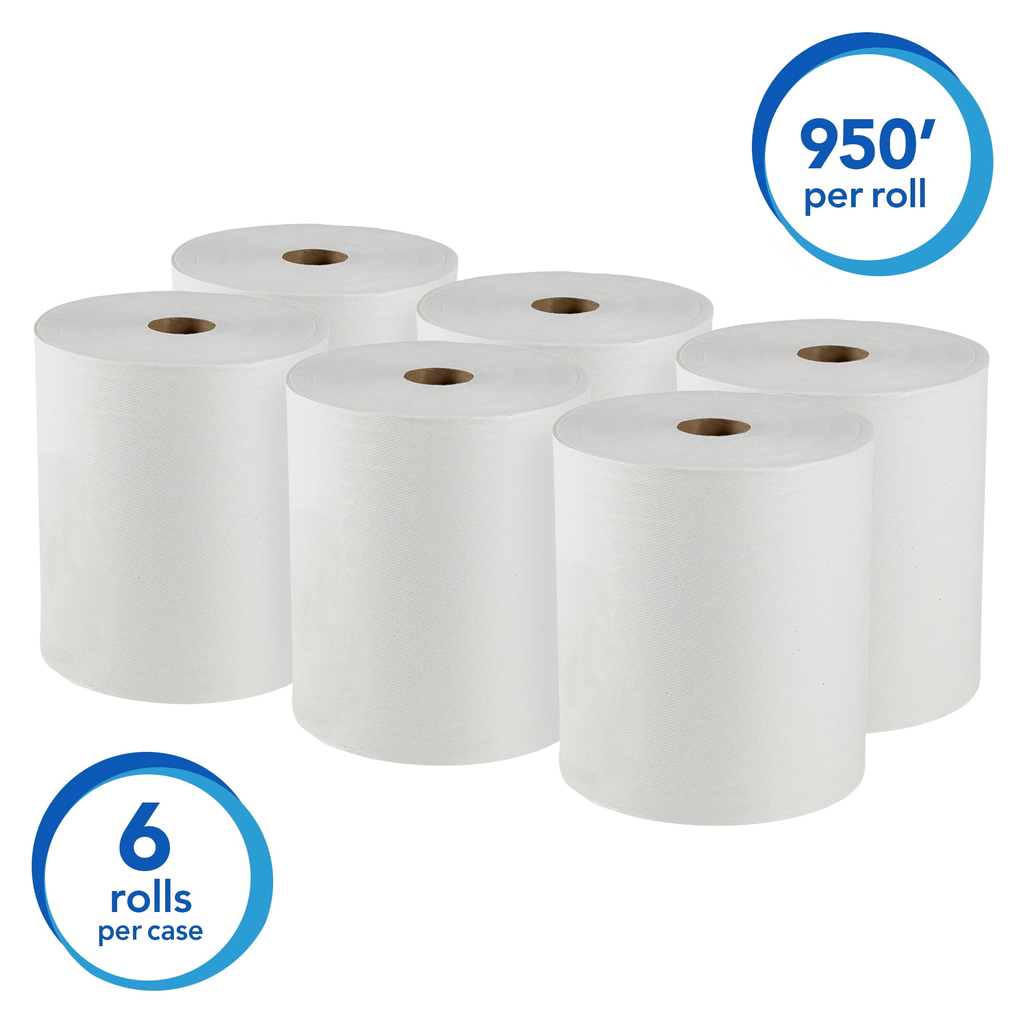 Scott Professional Essential Universal High-Capacity Hard Roll Paper Towels, Bulk (02000), Hardwound 1.75" Core, White, Compact Case (6 Rolls at 950' Each, 5,700'/Case)