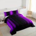 thumbnail image 3 of Manfei Neon Purple Stripe Queen Comforter Set 3 Pieces, Modern Gradient Bedding Sets, Contemporary Geometric Bedding Comforter Set, Luxury Bedroom Decor, 3 of 8