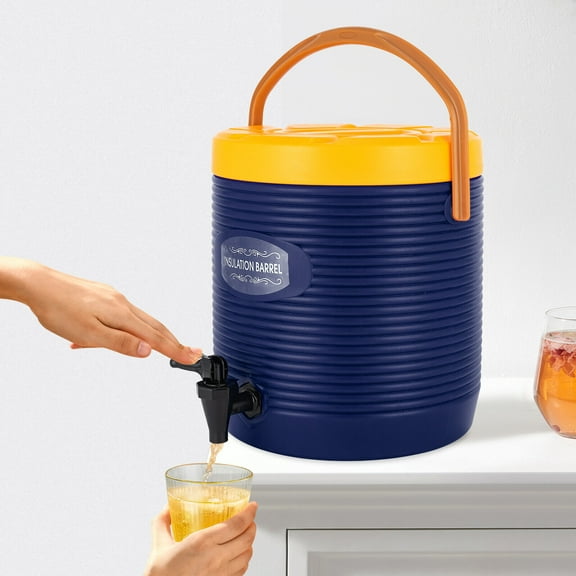 Hot and Cold Drink Dispenser, Modern Blue Insulated Beverage Dispenser, Insulated Container with Faucet