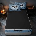 thumbnail image 4 of Homewish Scary Bat Silhouette Zipper Twin Comforter Sets with Fitted Sheet and 2 Pillowcases, Halloween Horror Zipper Bedding Set, Sky Blue Black, Black Reversible, 4 of 7