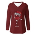 thumbnail image 5 of Kaemgyyd Christmas Shirts for Women Christmas Cute Print Long Sleeve V Neck Tops Casual Loose Pajama Tee Comfy Fall Clothing, 5 of 5