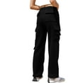 thumbnail image 3 of XFLWAM Cargo Pants Women Straight Leg Casual Elastic Work Pants Athletic Comfy Loose Stretchy Hiking Pants with Pockets Black M, 3 of 6