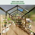 thumbnail image 4 of Heavy-Duty Walk-In Greenhouse 6x8 FT - Aluminum Frame, Polycarbonate Panels, Roof Vent, Lockable Sliding Door - Outdoor Garden, Patio, Sunroom, Backyard - Black, 4 of 7