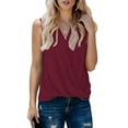 thumbnail image 2 of WTXUE T-Shirts Sleeveless, Round Neck Shirts for Women's Tank Casual Blouse Tunic Solid | Casual for Women Wine M, 2 of 6