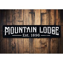 Mountain Lodge Established Date Novelty Decor, Metal Wall Sign - 4x18 Inches