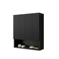 thumbnail image 2 of TOBI 26" Wall-Mounted Bathroom Cabinet with Doors & Open Storage - Space-Saving Over Toilet Organizer for Bathroom, Kitchen, Laundry Room - Matte Black Striped Design, 2 of 5