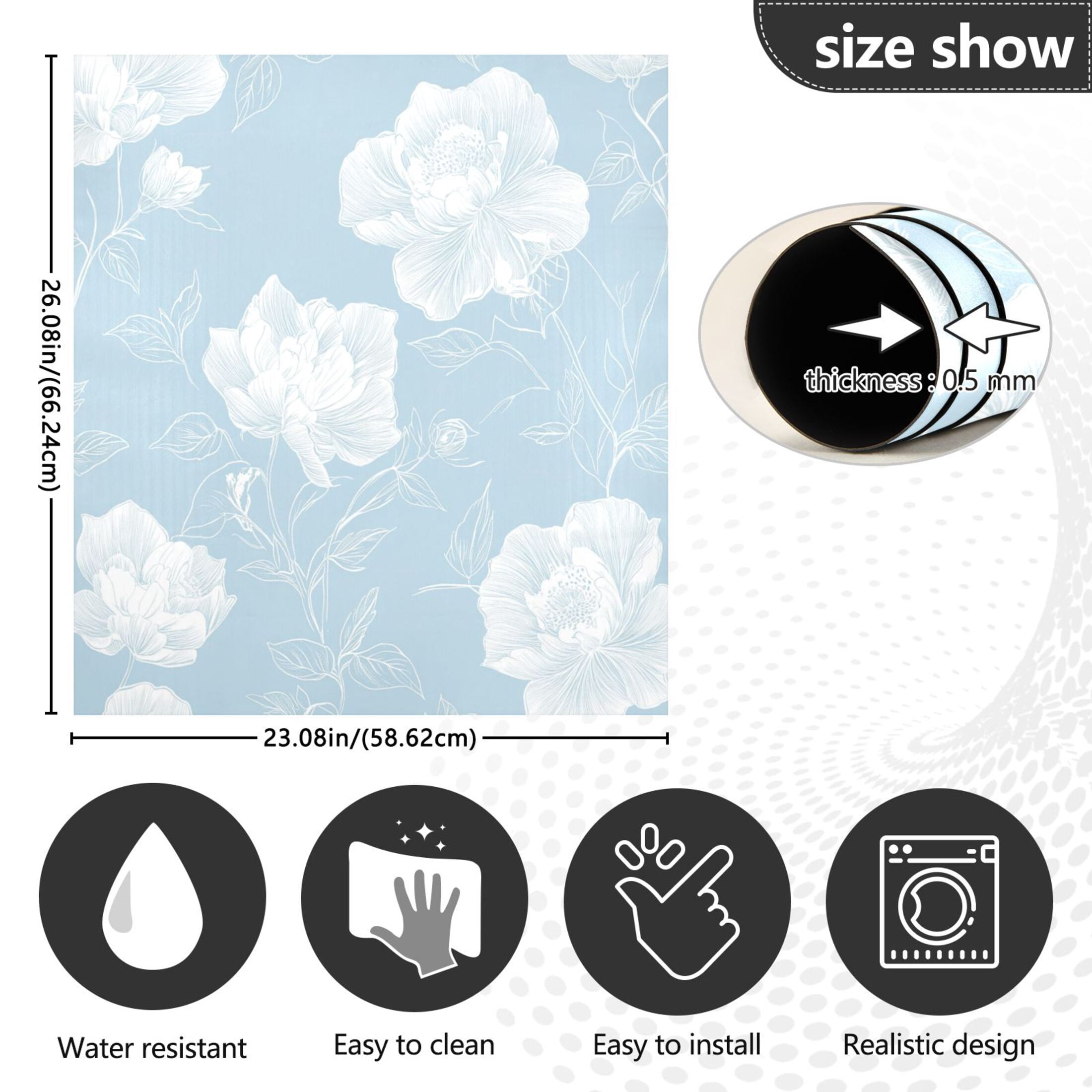 Dishwasher Magnetic Sticker 23x26 Inch Refrigerator Magnetic Sticker Washing Machine Magnetic Sticker Kitchen Panel Magnetic Sticker Home Decor Pretty Blue White Flowers