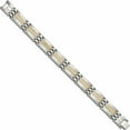 thumbnail image 2 of Stainless Steel With 14K Accent 8.5In Brushed And Polished Link Bracelet (8.5 X 19) Made In China -Jewelry By Sweet Pea, 2 of 6