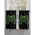 thumbnail image 3 of Tier Curtains 45 Inches Long, Green Game Controller Window Treatment Curtain Drapes, Modern Art Gaming Handheld Black Small Curtain Drapes for Bathroom Laundry Room, 27.5"x45", 2 Panels, 3 of 7