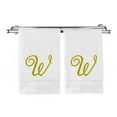 thumbnail image 2 of Monogrammed Washcloth Towel, Personalized Gift, 13x13 Inches - Set of 2 - Gold Script Embroidered Towel - Extra Absorbent 100% Turkish Cotton - Soft Terry Finish - Initial W White, 2 of 3