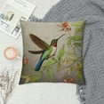 thumbnail image 2 of Creowell  Decorative Pillowcases Green and Ivory Scintillant Hummingbird Vintage Grunge Cushion Boudoir Throw Pillow Case Hidden Zipper Design, 2 of 5