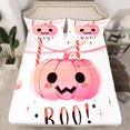 thumbnail image 2 of Manfei Kawaii Boo Pumpkin Bed Sheets for Teen, Cute Cartoon King Sheets, Sugar Halloween Sheet Set, Breathable Home Decor, 4 Pieces, 2 of 7