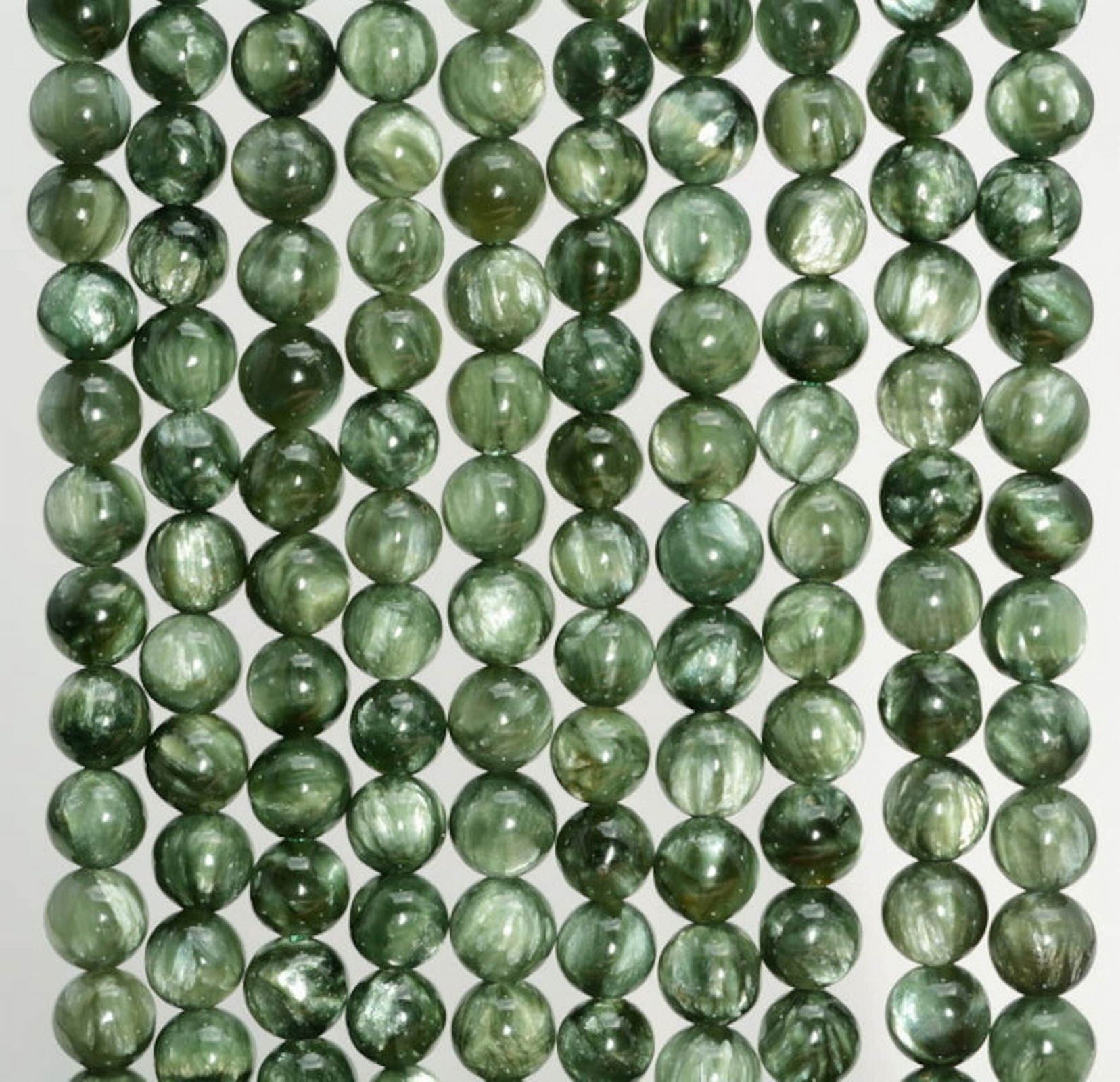 Natural Russian Seraphinite Clinochlore Gemstone Deep Green Smooth Grade 4mm 5mm 6mm 8mm Loose Beads 15.5 Inch