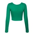 thumbnail image 3 of KOGMO Womens Long Sleeve Crop Top Solid Round Neck T Shirt, 3 of 8