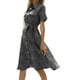 thumbnail image 4 of VISgogo Vestido de manga corta para mujer con estampado de moda, botón de solapa, vestido de longitud media con cinturón VISgogo  moda, 4 of 7