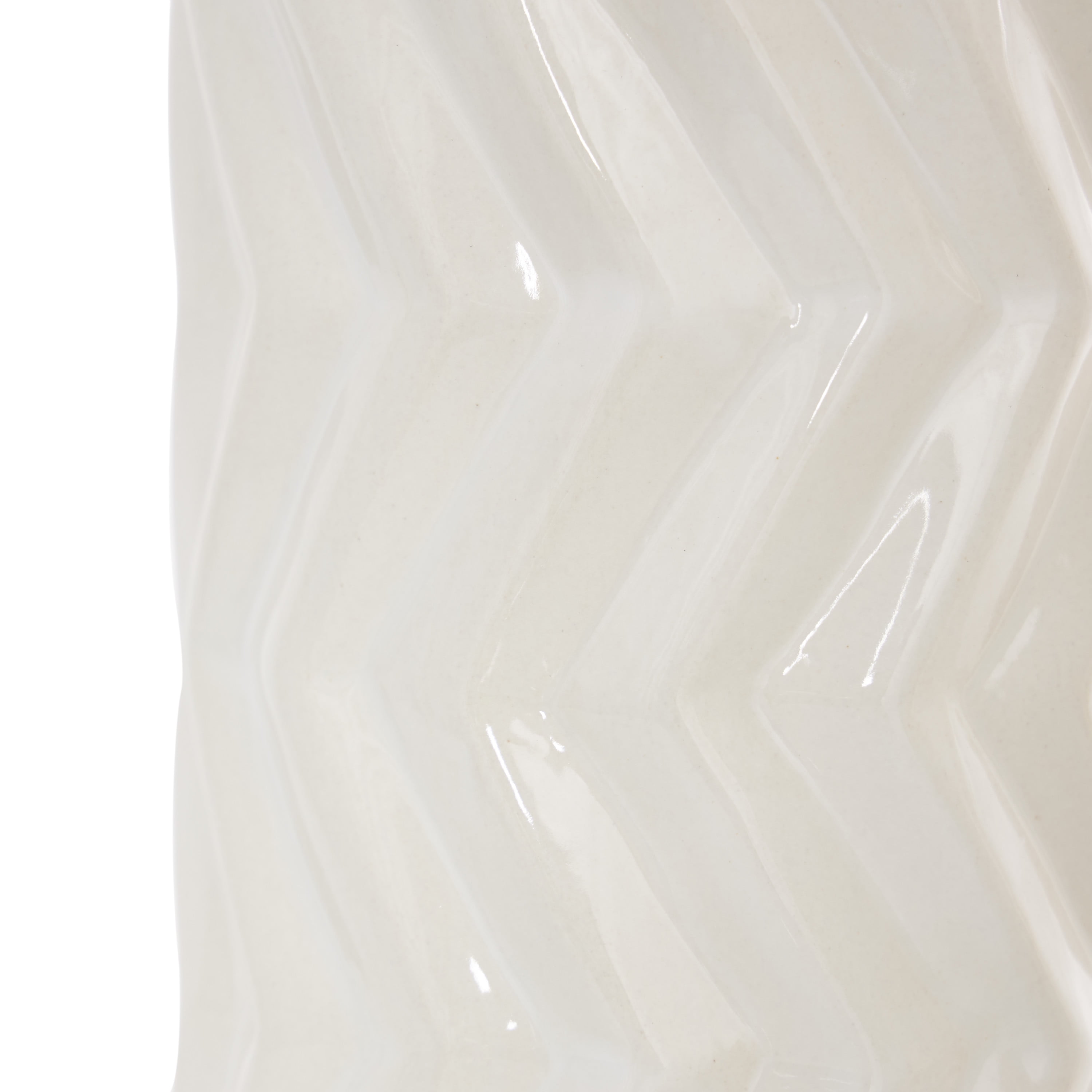DecMode 4"W, 11"H Dimensional Chevron Textured White Ceramic Vase with Varying Shapes, Set of 3