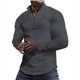 thumbnail image 2 of Blusa y camisa de manga larga con cuello alto para hombre, moda de color liso, media cremallera, blusa de manga larga con cuello alto, blusa de poliéster para hombre, 2 of 9