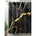 thumbnail image 2 of Shower Curtain Black Marble Shower Curtains for Bathroom, Waterproof Polyester Shower Curtain Set with Hooks, Small Stall Size 36" x 72" Golden Ripple, 2 of 6