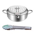 thumbnail image 4 of Ollas para freír aceite con control de temperatura, utensilios de cocina estilo japonés plata 24cm y clip, 4 of 9
