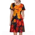 thumbnail image 1 of Disketp Marigold Flowers In Different Colors para Vestido de Manga Corta para Mujeres, Vestidos de Verano para Mujeres, Casual y Holgado para la Playa, 1 of 6