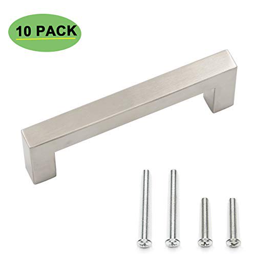 homidy Modern Kitchen Cabinet Handles - 10 Pack 4 inch Brushed Nickel Modern Cabinet Pulls HDJ12SN Cabinet Hardware Drawer Pul