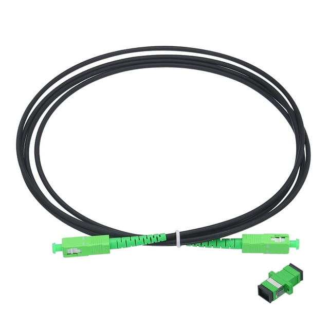 Unique Bargains 1Pcs 6.6Ft Single Mode Simplex OS2 Fiber Optic Cable LSZH SC/APC-SC/APC Armored Jumper Optical Black with Adapter