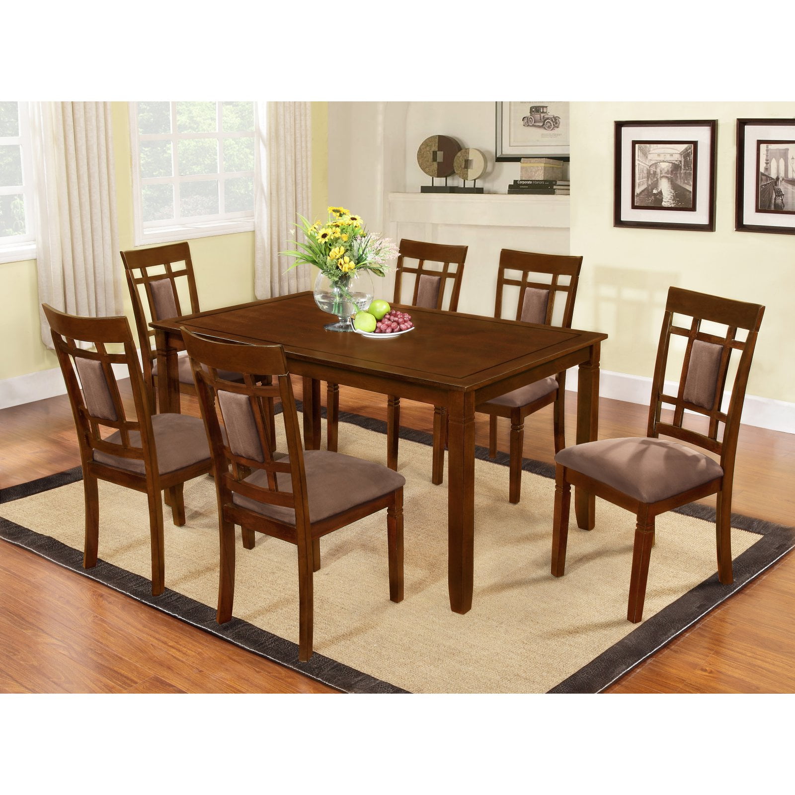 Roundhill Furniture Inworld 7 Piece Dining Table Set Com