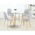 thumbnail image 4 of Dining Table Modern Kitchen and Dining Table with Glass Top and Stainless Steel Base, 4 of 7