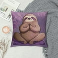 thumbnail image 2 of Nawypu  Cartoon Cute Animal Sloth Baby Throw Pillow Covers Purple Background Cushion Case Square Pillow Slip for Kids Children Room (Sloth), 2 of 5