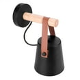 thumbnail image 4 of Zaqw Wall Lamp Black White Iron Wood PU Leather E27 Indoor Lighting, 4 of 8
