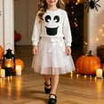 thumbnail image 2 of OJSFQUFP Kid's Halloween Two Piece Set Little Print Sweatshirt and Bow Tutu Skirt, 2 of 9
