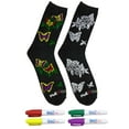 thumbnail image 3 of MeMoi MakIT Color Your Own Floral Crew Sock Marker Kit, One Size, Cat, 3 of 9